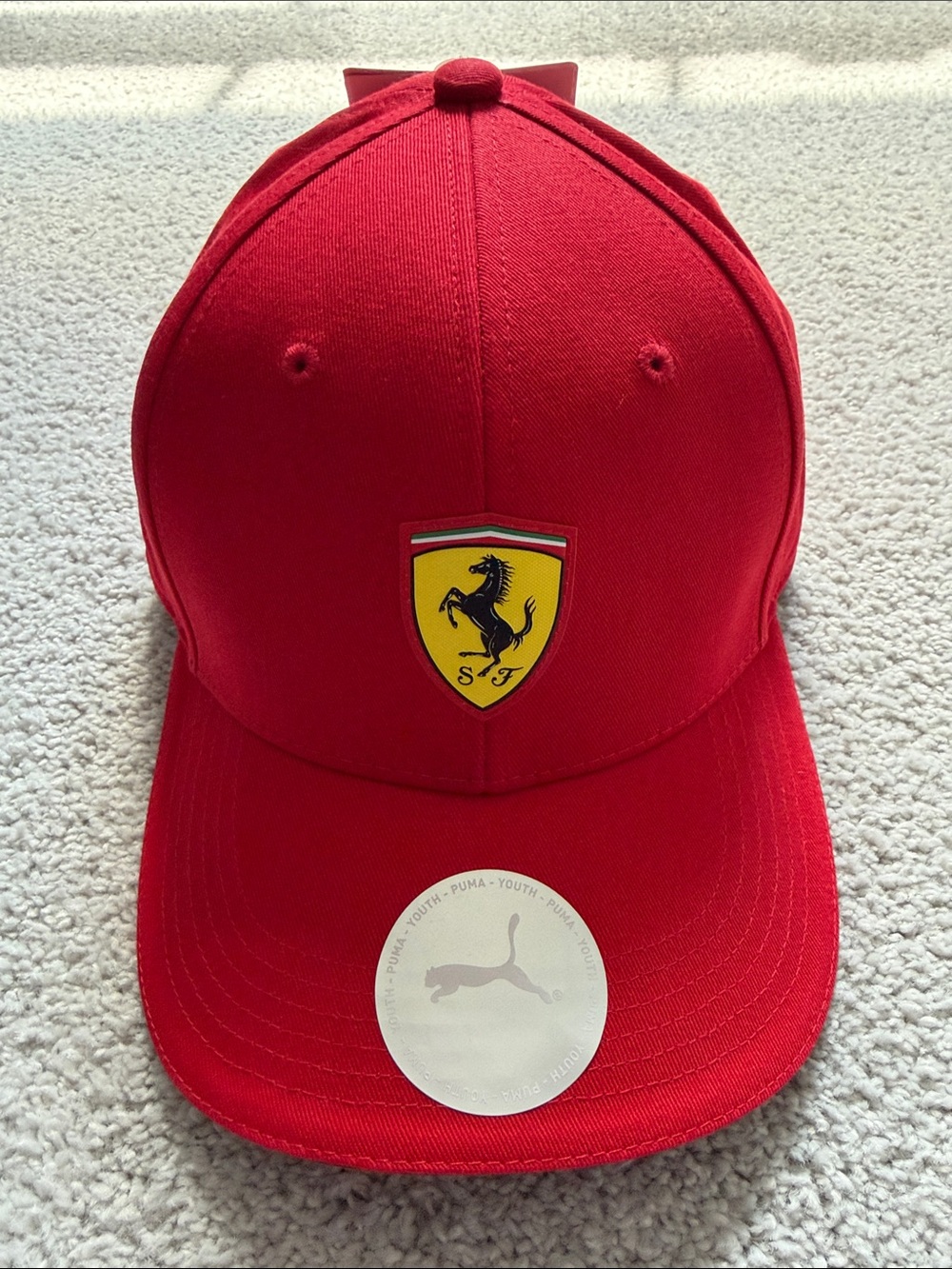 Puma Kids Red Ferrari Shield Baseball Cap